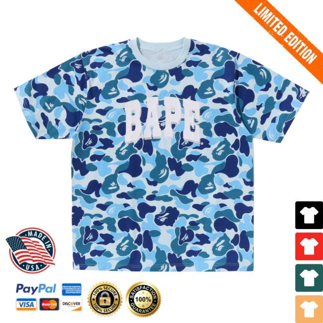 Official Abc Blue Camo Relaxed Fit BAPE Logo Shirt Official BAPE Shop Clothing Store Merch Abc Blue Camo Relaxed Fit BAPE Logo Shirt 2024