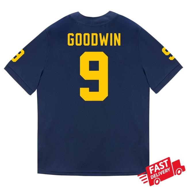 The M Den Michigan Wolverines #9 Channing Goodwin Student Athlete Blue Football Jersey Tshirt