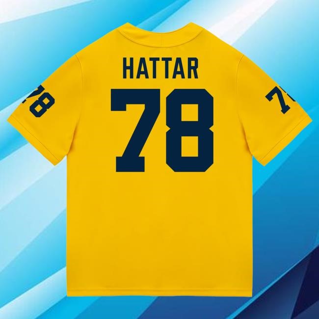 Official The M Den Michigan Wolverines #78 Lawrence Hattar Student Athlete Maize Football Jersey Tee