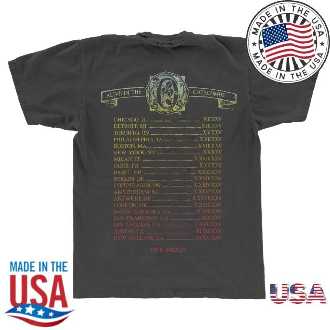 Official Queens of the Stone Age Merch Store Alive In The Catacombs Skull Tour Tees (Black) Qotsa Shop