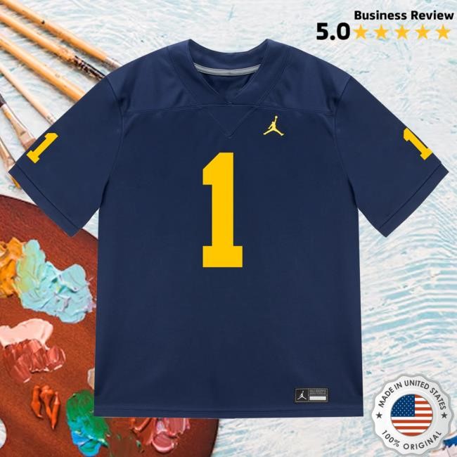 The M Den Michigan Wolverines #1 Donaven McCulley Student Athlete Blue Football Jersey Top Shirt