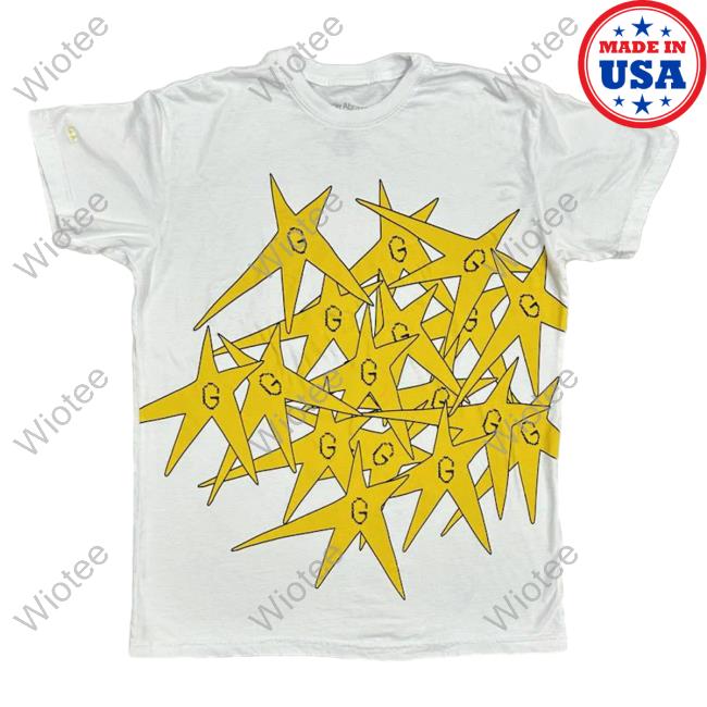 G Yellow Star Splatter White Long Sleeved T Shirt