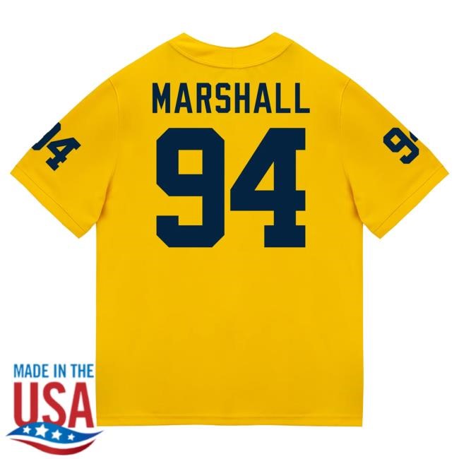 The M Den Michigan Wolverines #94 Nate Marshall Student Athlete Maize Football Jersey Shirt