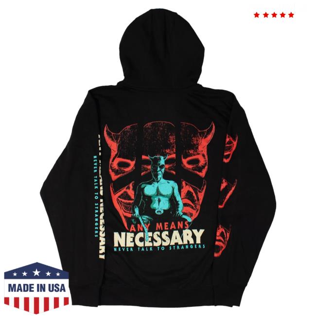 Official Any Means Necessary Clothing Blackphone Never Talk To Strangers Crewneck Black