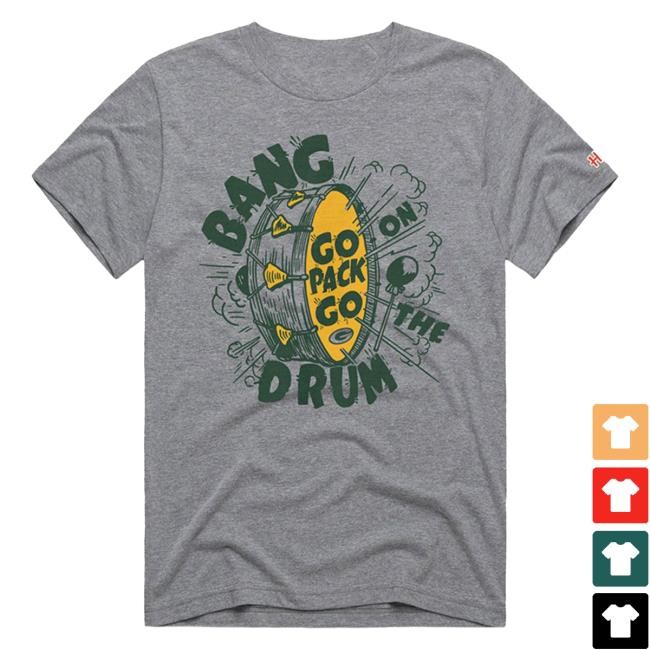 Official Green Bay Shop Packers Homage Bang On The Drum Tee GreenBay Official Green Bay Shop Packers Homage Bang On The Drum Top Shirt GreenBay