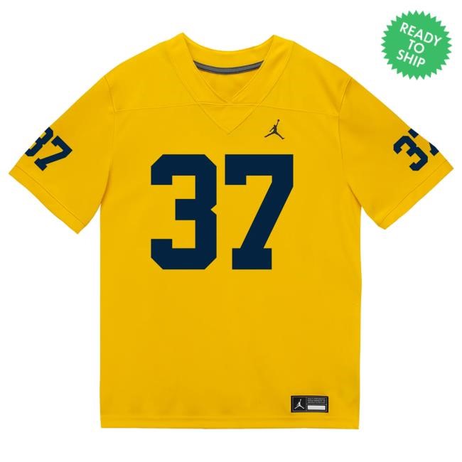 Michigan Wolverines #37 Julius Holly Student Athlete Maize Football Jersey T Shirt The M Den Shop