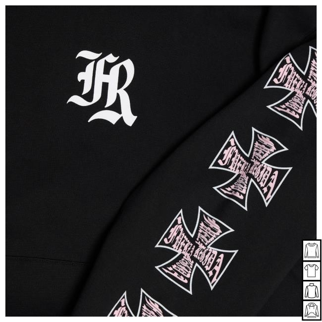 Official Fuerza Regida Merch Store Pink Chopper - Pullover Hoodie Black