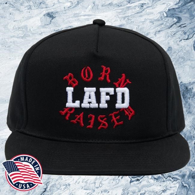 Official Born X Raised Merch Store Shop Born X Raised + Lafd Station Rocker Snapback Hat: Black BornxRaised